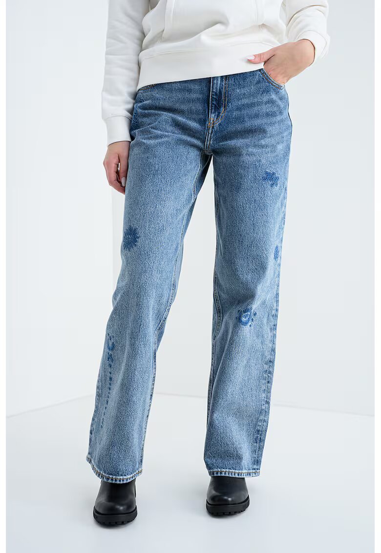 HUGO Blugi relaxed fit cu broderie Gamala - Albastru melange