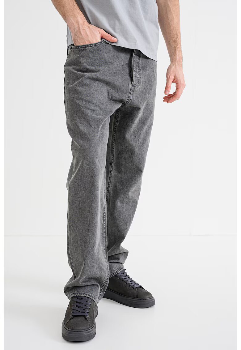 HUGO Blugi relaxed-fit cu talie medie - Gri melange