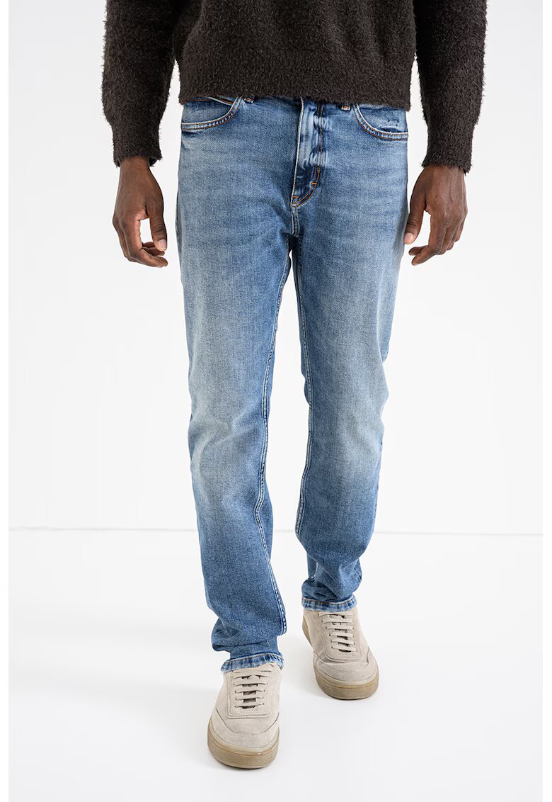 HUGO Blugi slim fit cu aspect decolorat - Albastru melange