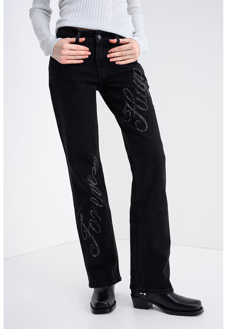 HUGO Blugi slim fit cu logo decorat cu strasuri Gamera - Negru stins