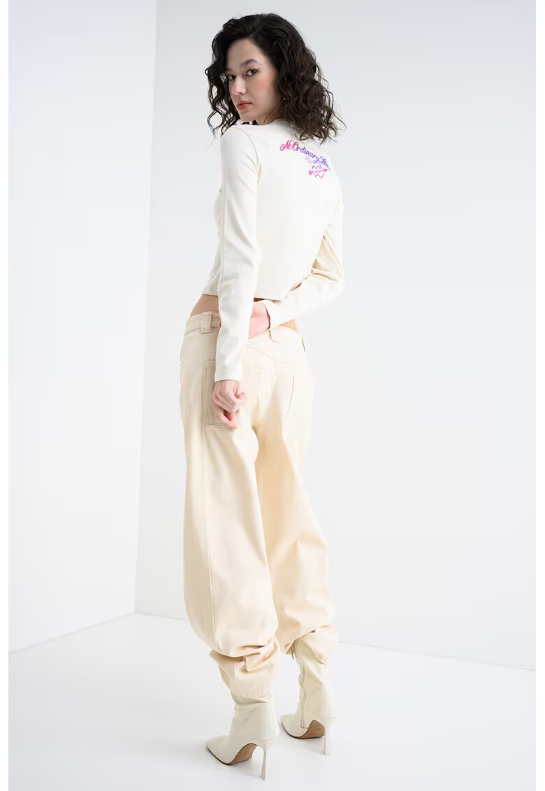 HUGO Bluza crop Duspark - Crem