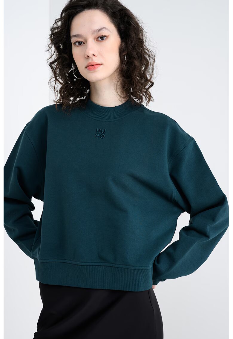 HUGO Bluza relaxed fit de trening cu maneci cazute Daxandria - Verde englez