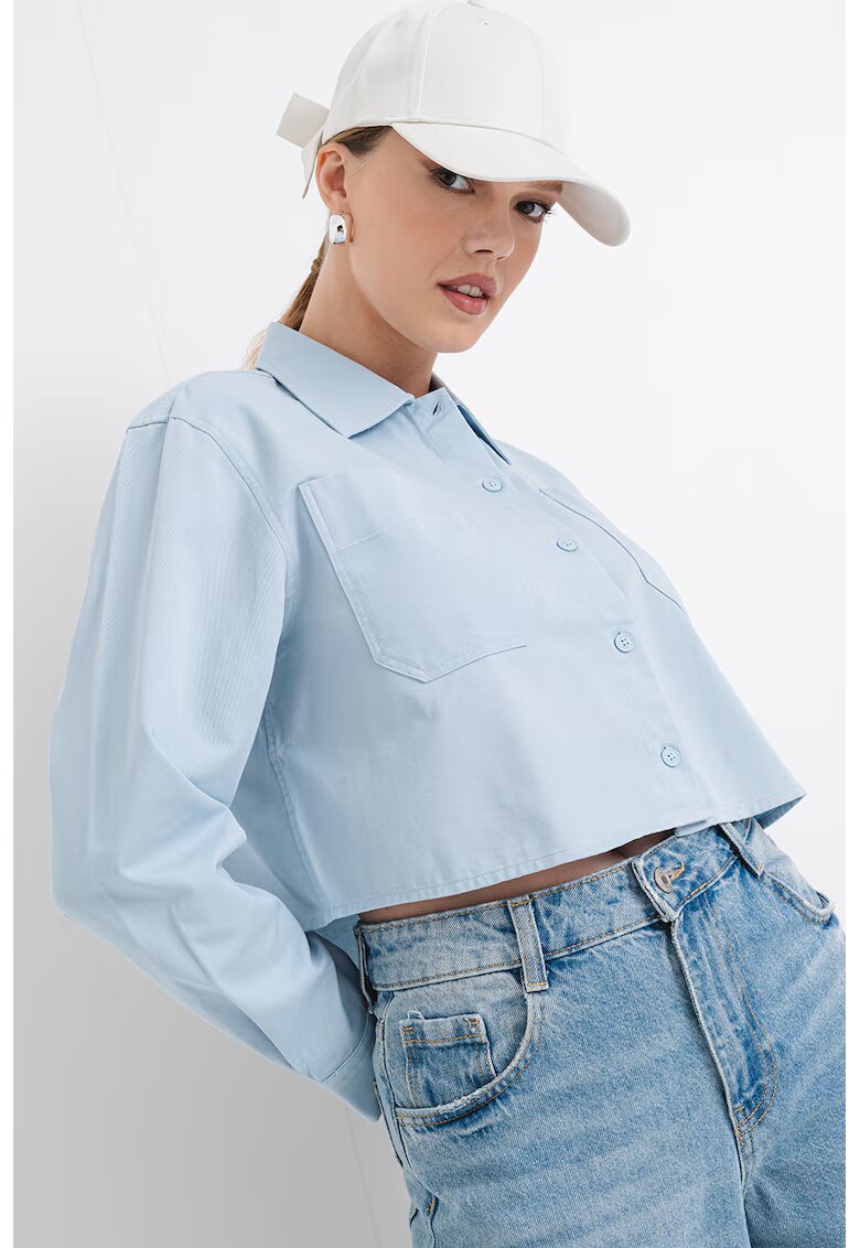 HUGO Camasa crop Edia - Albastru deschis