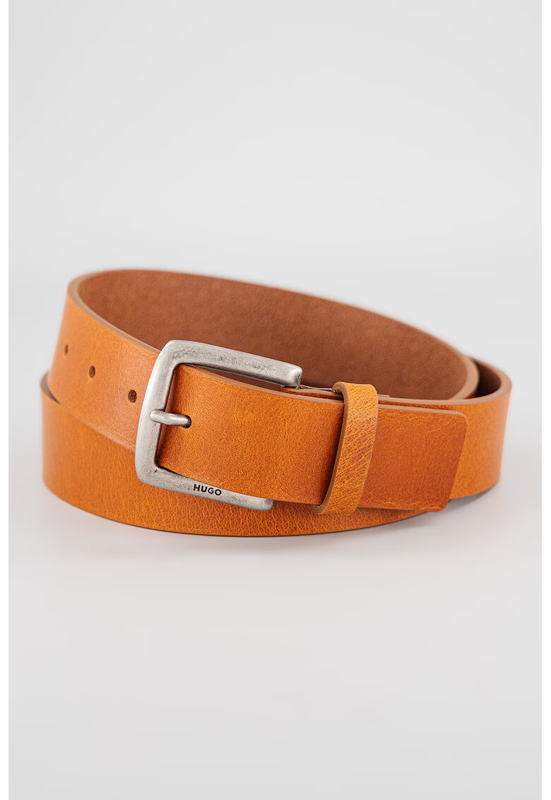 HUGO Curea din piele cu aspect granulat - Caramel