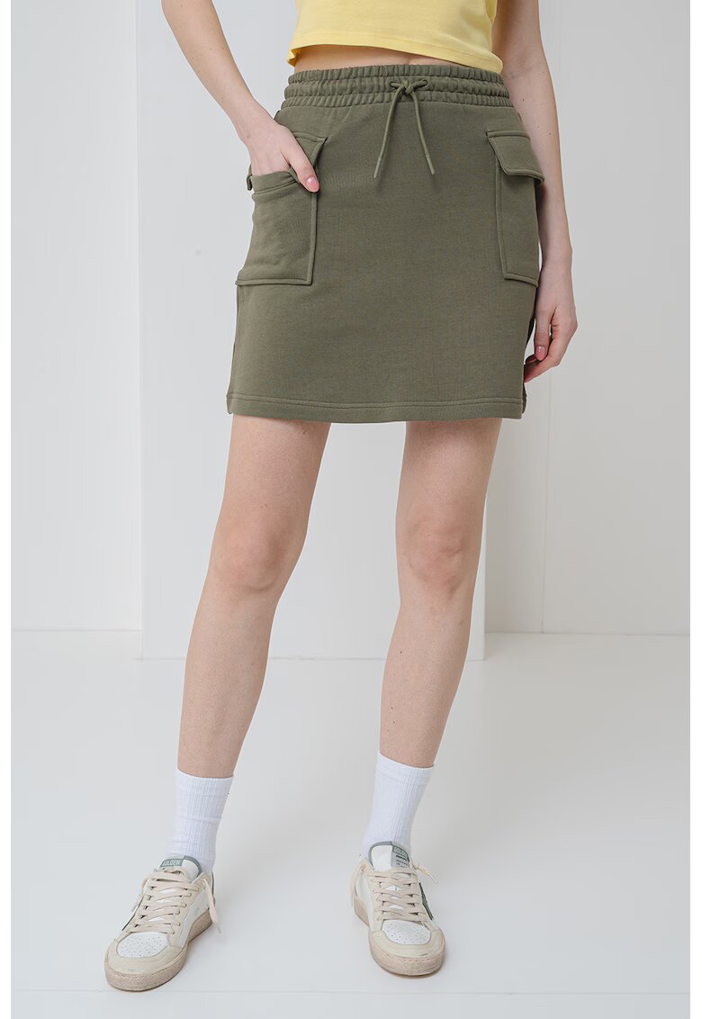 HUGO Fusta mini cu buzunare cu clapa - Verde sparanghel