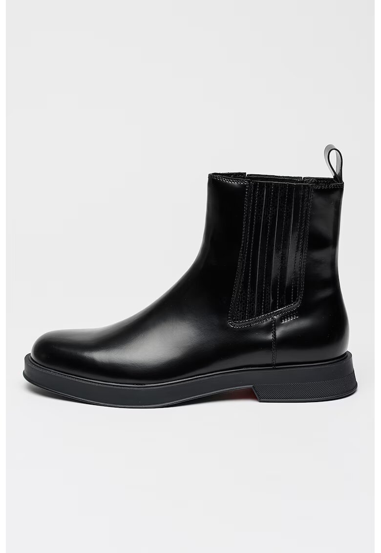 HUGO Ghete Chelsea din piele Lenner - Negru