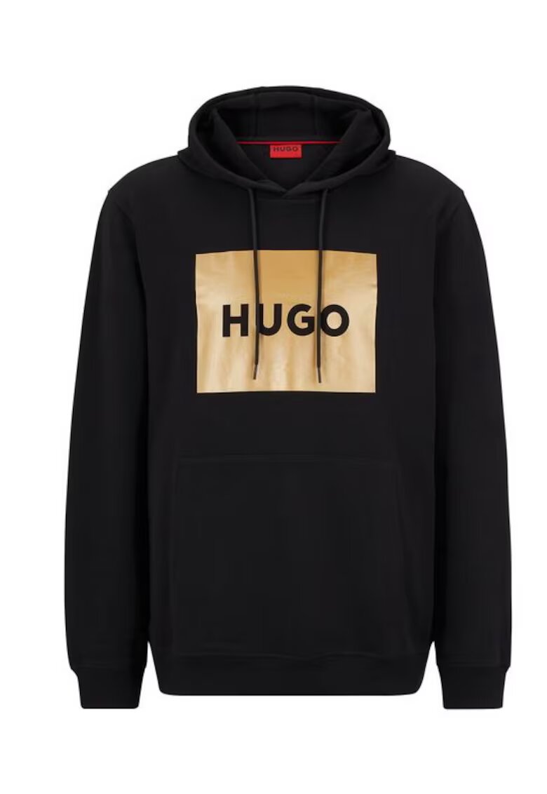 HUGO Hanorac cu logo metalic - Negru