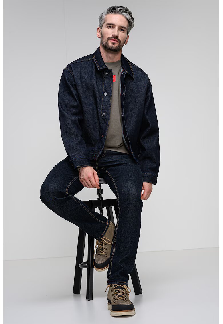 HUGO Jacheta de denim cu aplicatie logo - Bleumarin