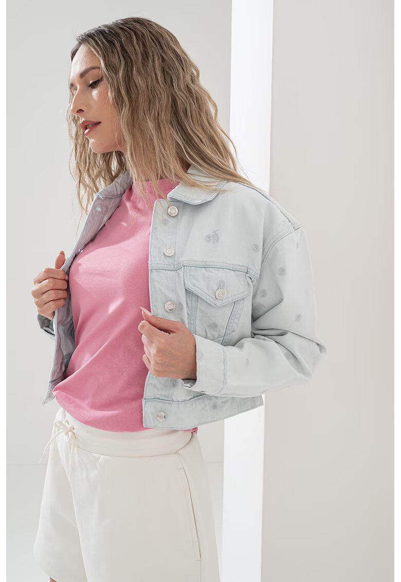 HUGO Jacheta din denim cu aspect decolorat Galatea - Albastru deschis