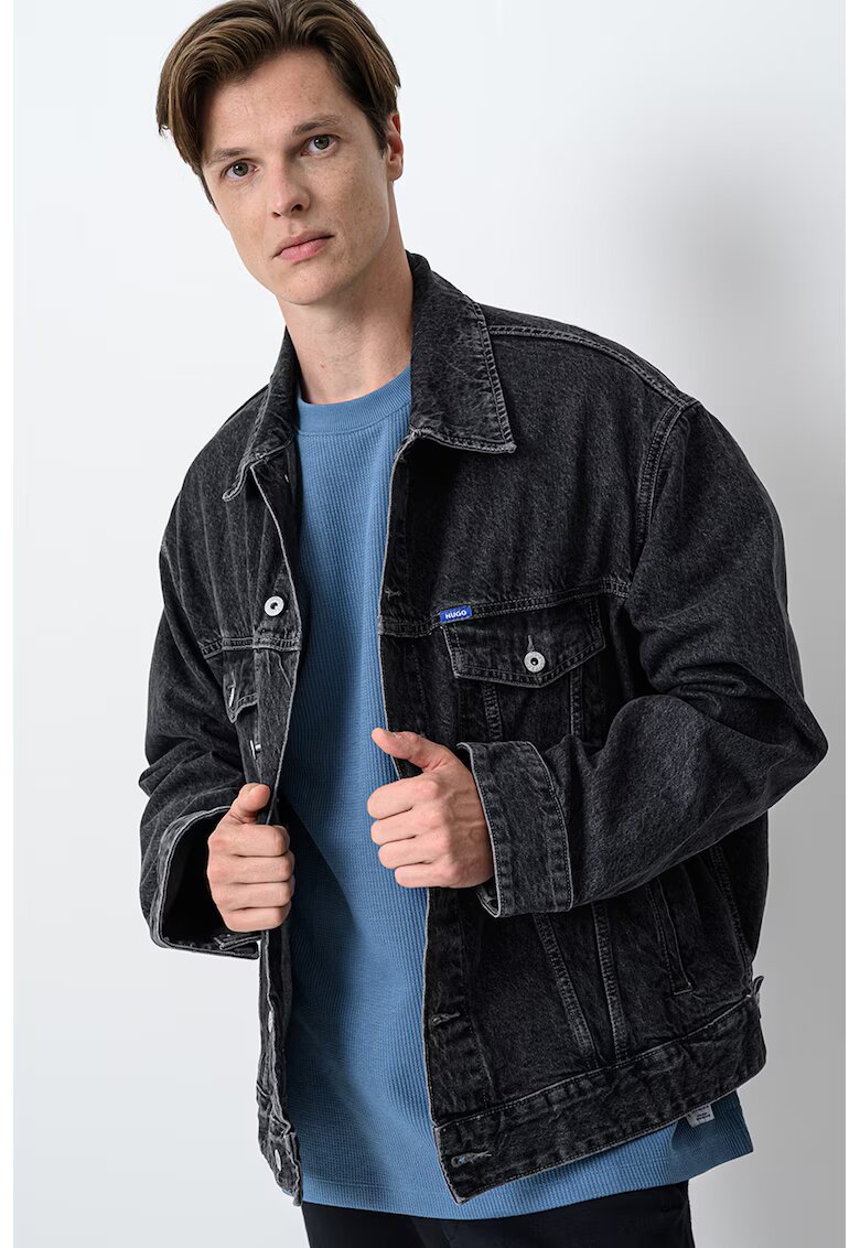 HUGO Jacheta lejera de denim Kirkby - Gri antracit