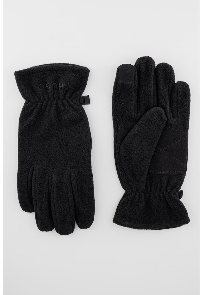 HUGO Manusi din fleece cu logo brodat - Negru