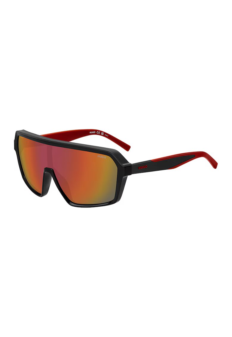 HUGO Ochelari de soare shield cu logo - Rosu/Negru