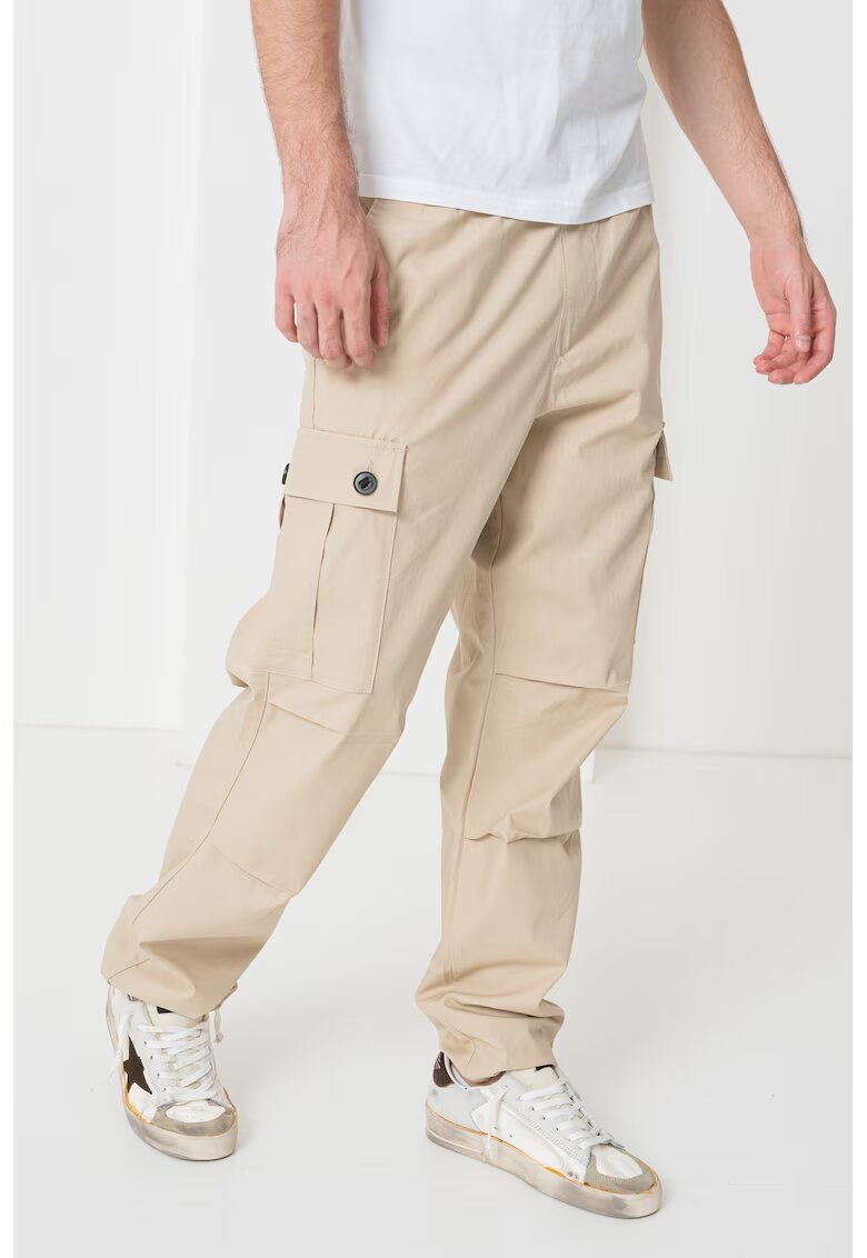 HUGO Pantaloni cargo de bumbac Garlo - Maro nisip