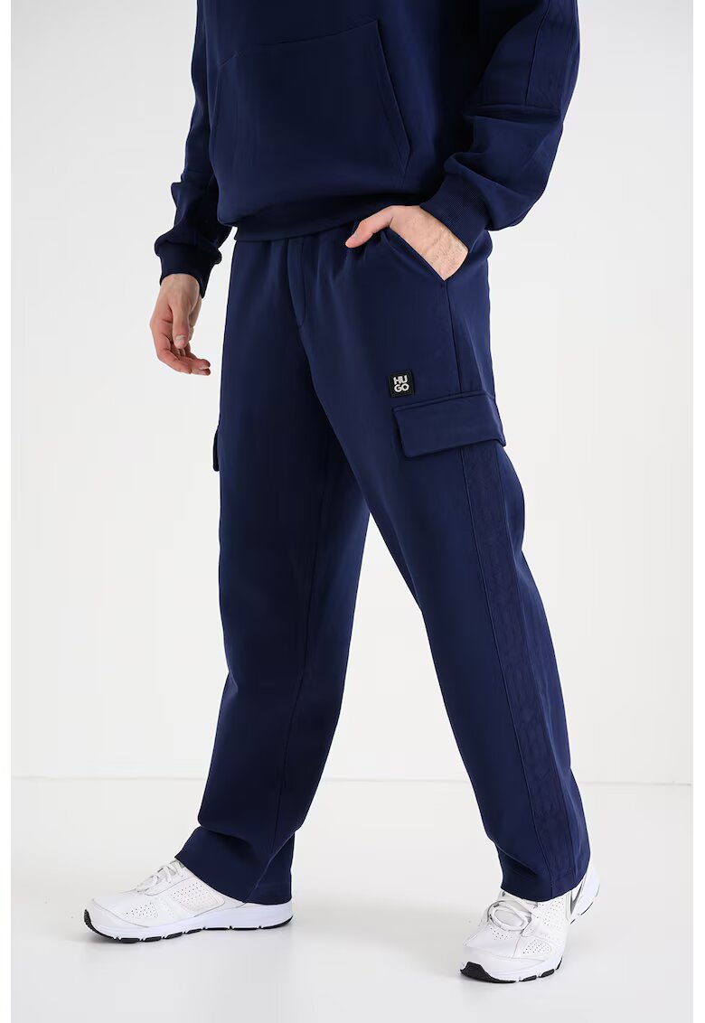HUGO Pantaloni cargo de trening drepti cu snur - Albastru indigo