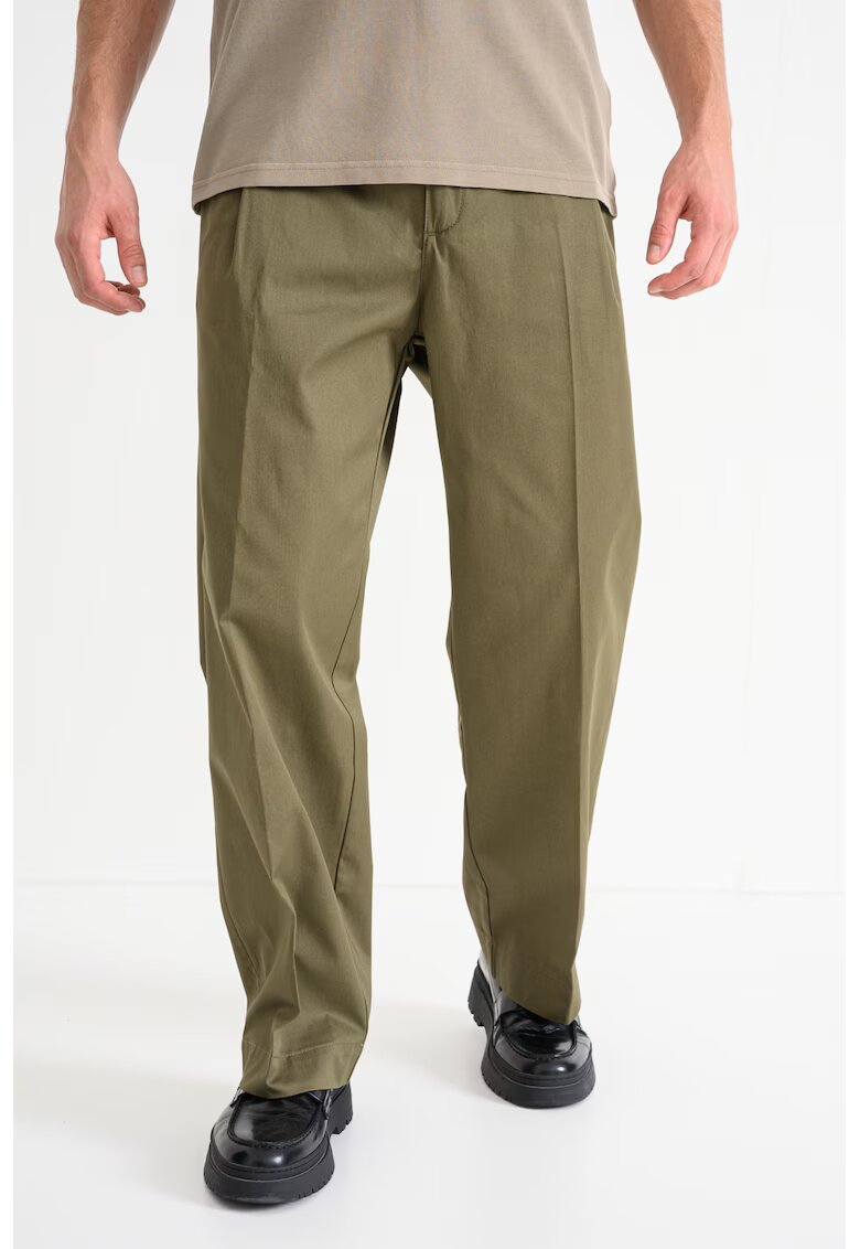 HUGO Pantaloni chino uni de bumbac Roy - Kaki