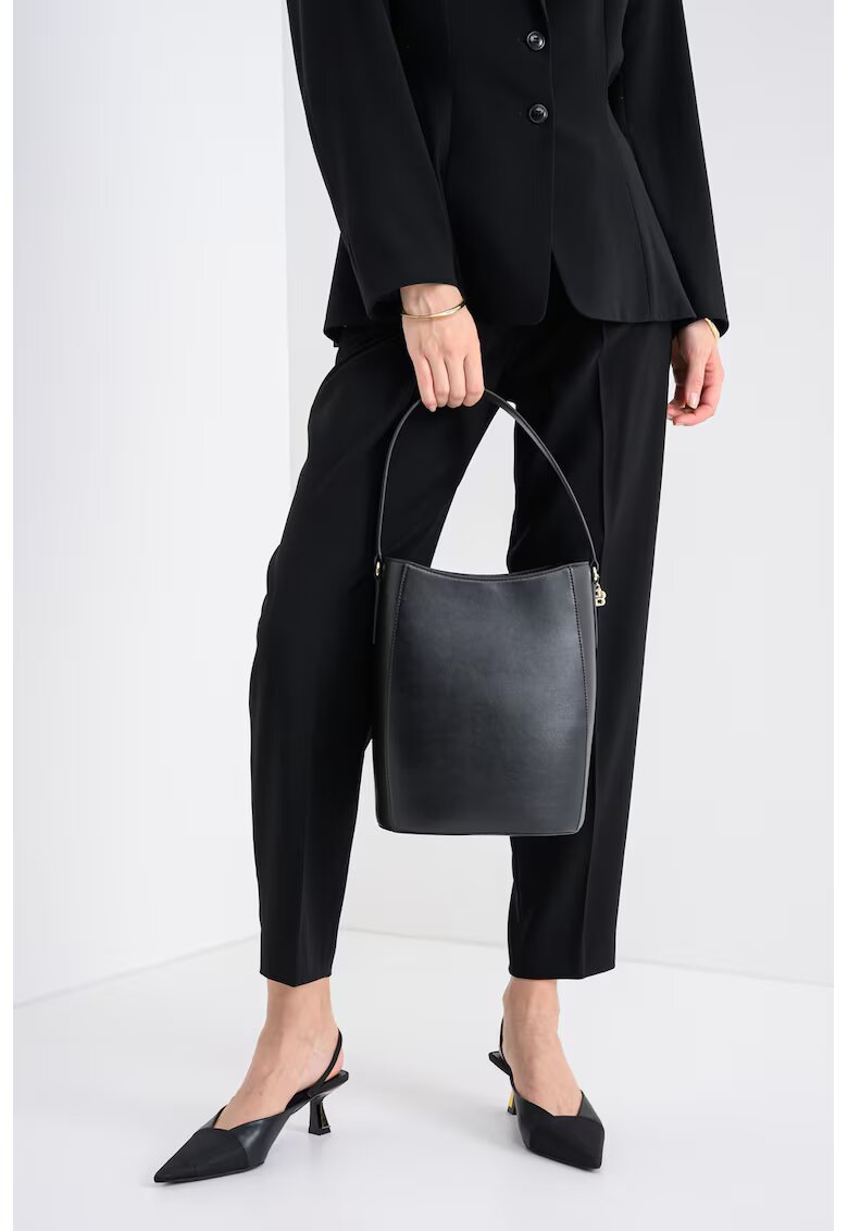 HUGO Pantaloni conici cu pliuri - Negru
