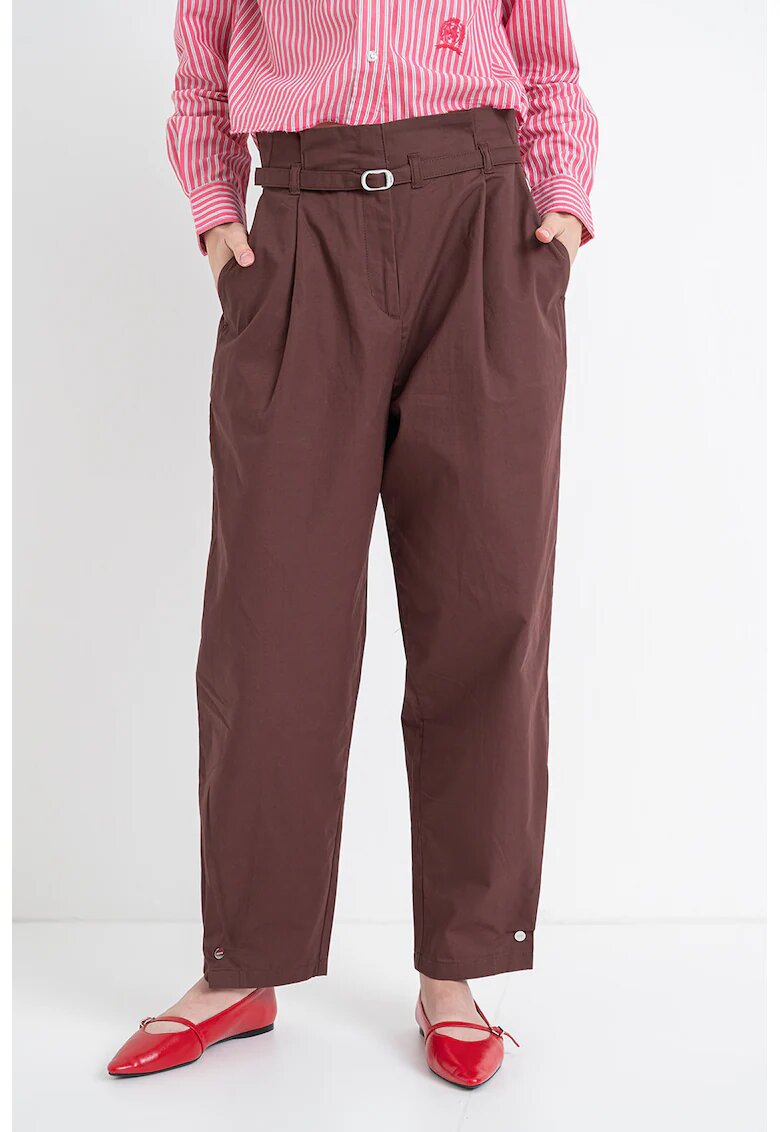 HUGO Pantaloni conici cu talie inalta Hazelda - Violet pruna