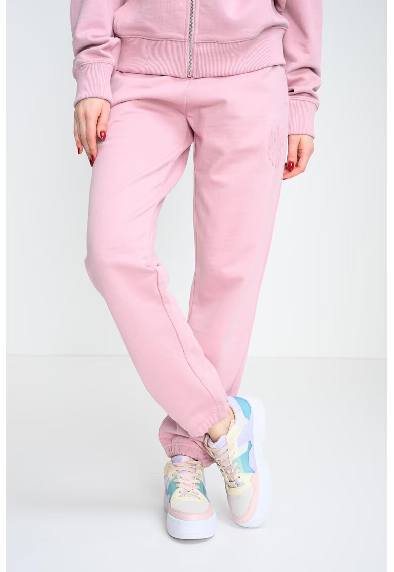 HUGO Pantaloni de trening cu croiala relaxed-fit si talie medie - Roz prafuit