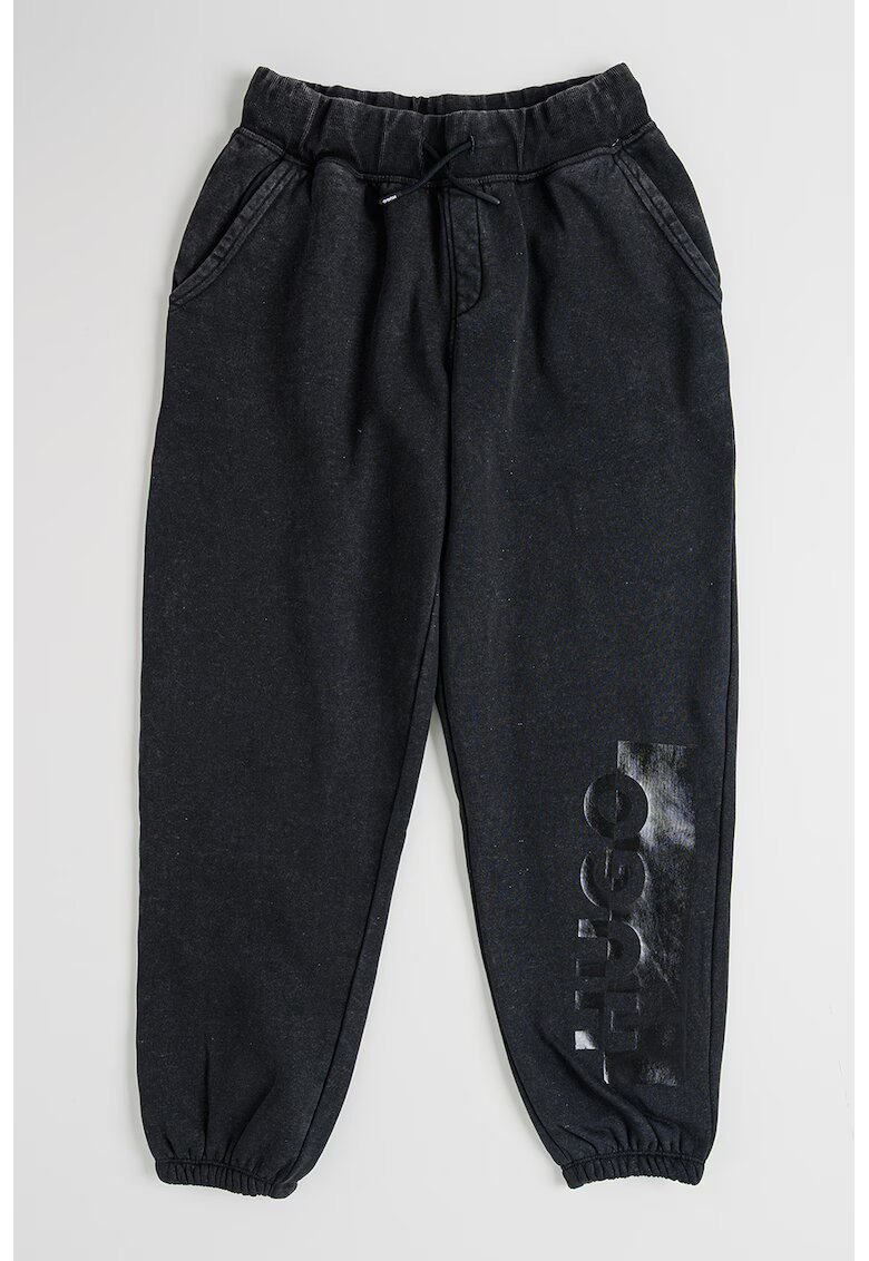 HUGO Pantaloni de trening cu imprimeu logo - Negru