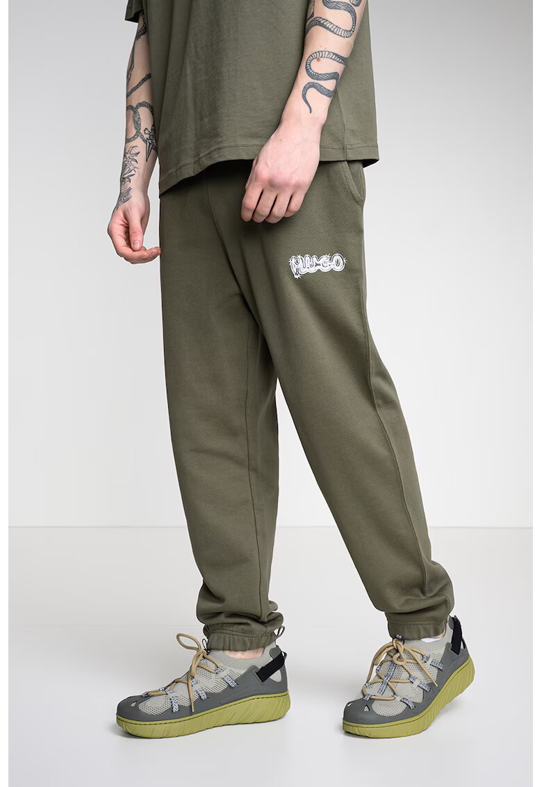 HUGO Pantaloni de trening cu snur de ajustare si buzunare - Kaki