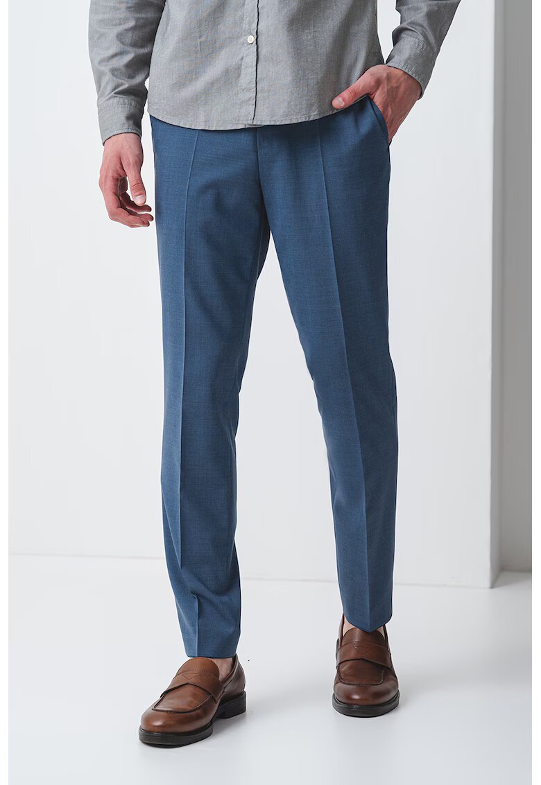 HUGO Pantaloni eleganti din amestec de lana - Albastru pastel