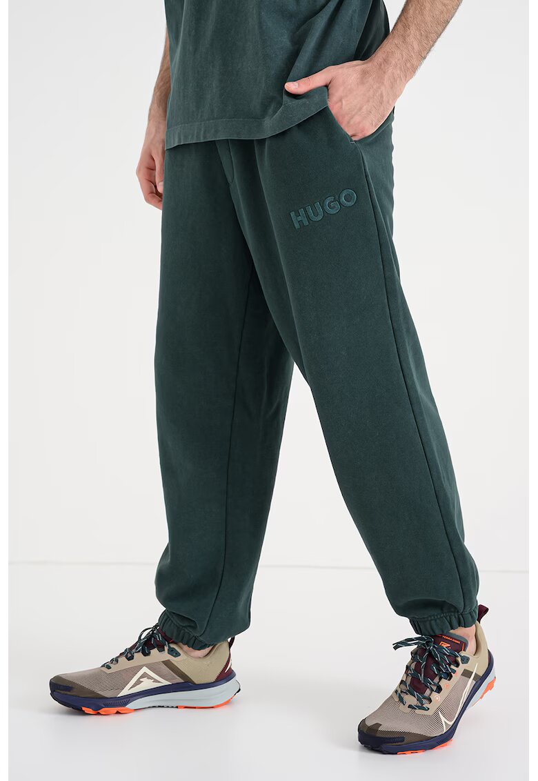 HUGO Pantaloni lejeri de trening cu snur - Verde englez