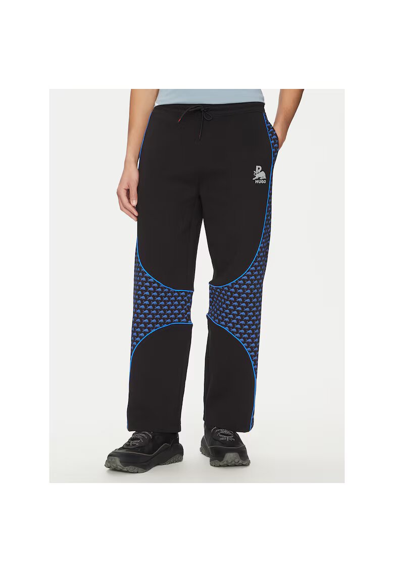 HUGO Pantaloni sport barbati negru/albastru - material confortabil