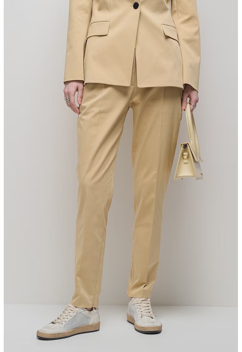 HUGO Pantaloni uni regular fit cu talie medie - Bej