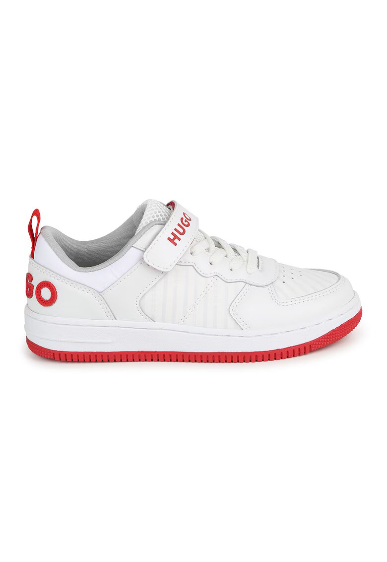 HUGO Pantofi sport de piele ecologica cu bareta velcro - Alb optic