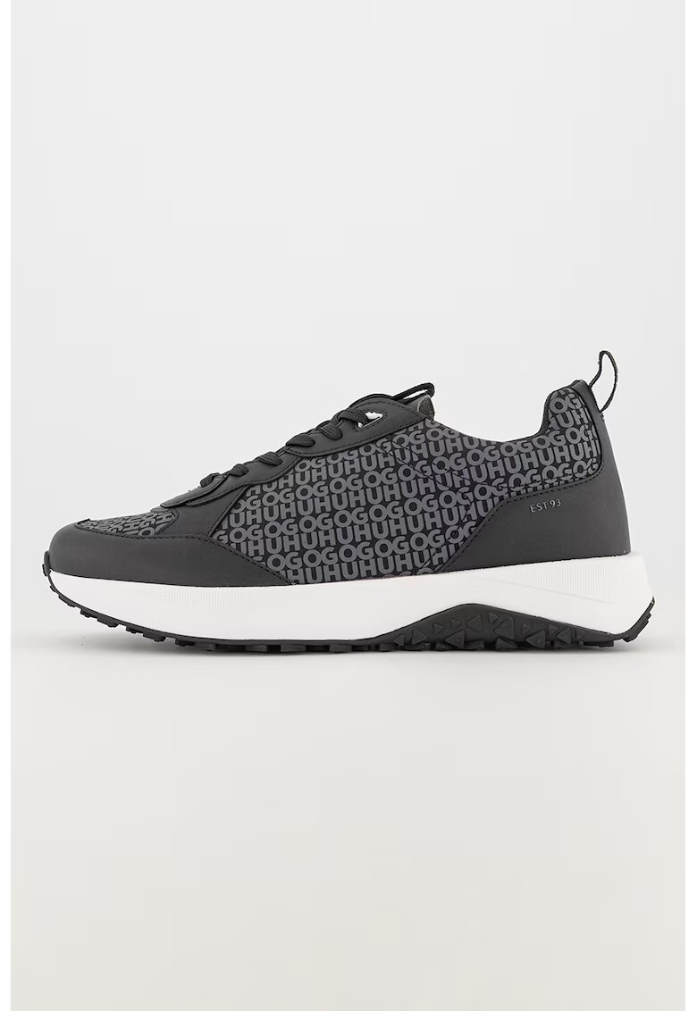 HUGO Pantofi sport de piele ecologica cu imprimeu logo - Negru/Gri
