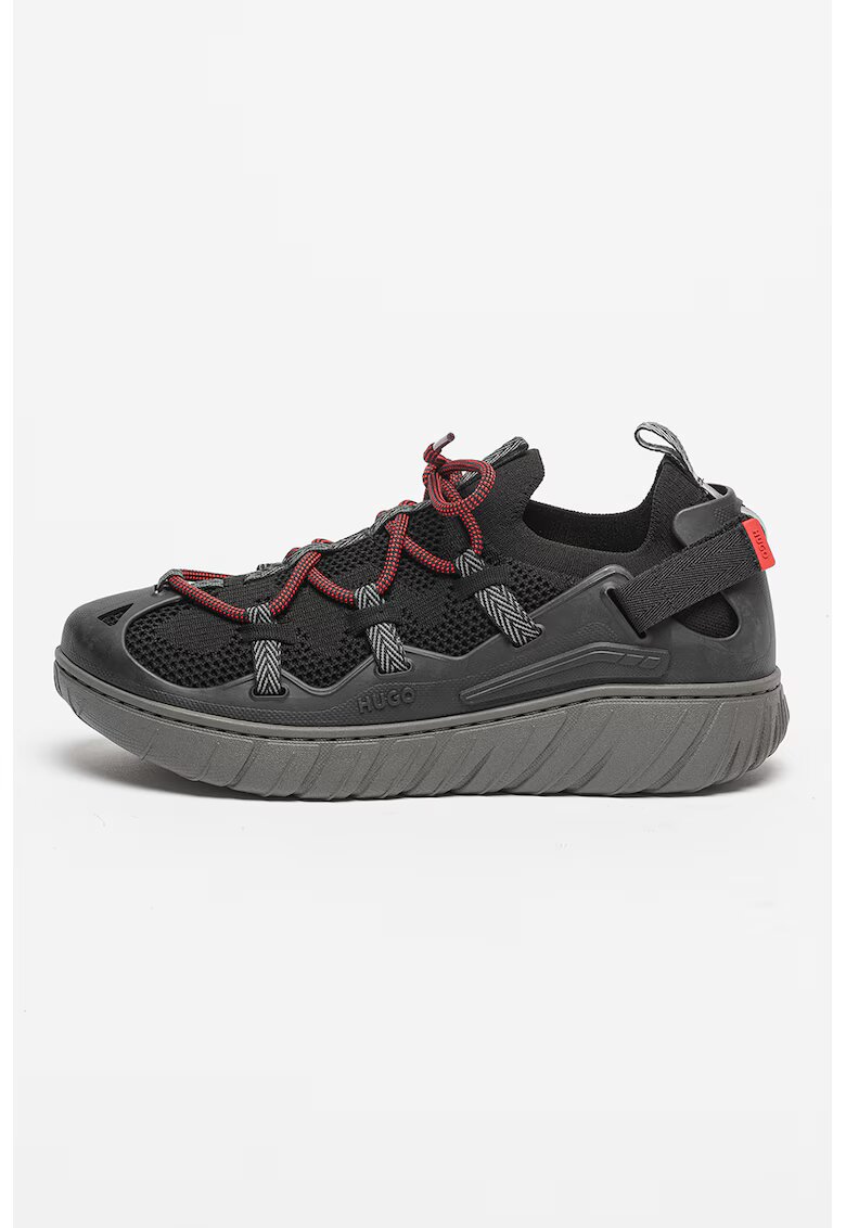 HUGO Pantofi sport din material textil cu sireturi - Negru