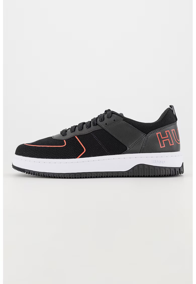 HUGO Pantofi sport low-cut cu garnituri de piele ecologica - Rosu/Negru