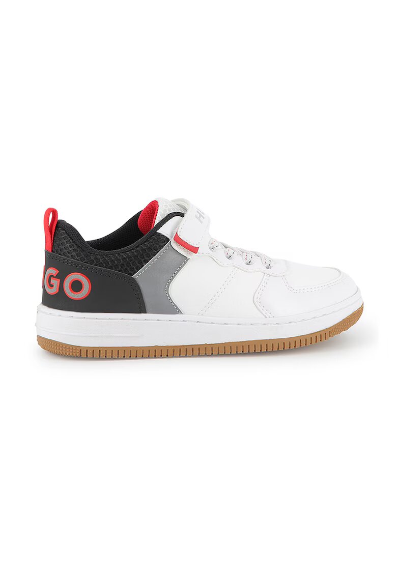 HUGO Pantofi sport low-cut de piele ecologica - Alb/Negru/Gri cenusiu