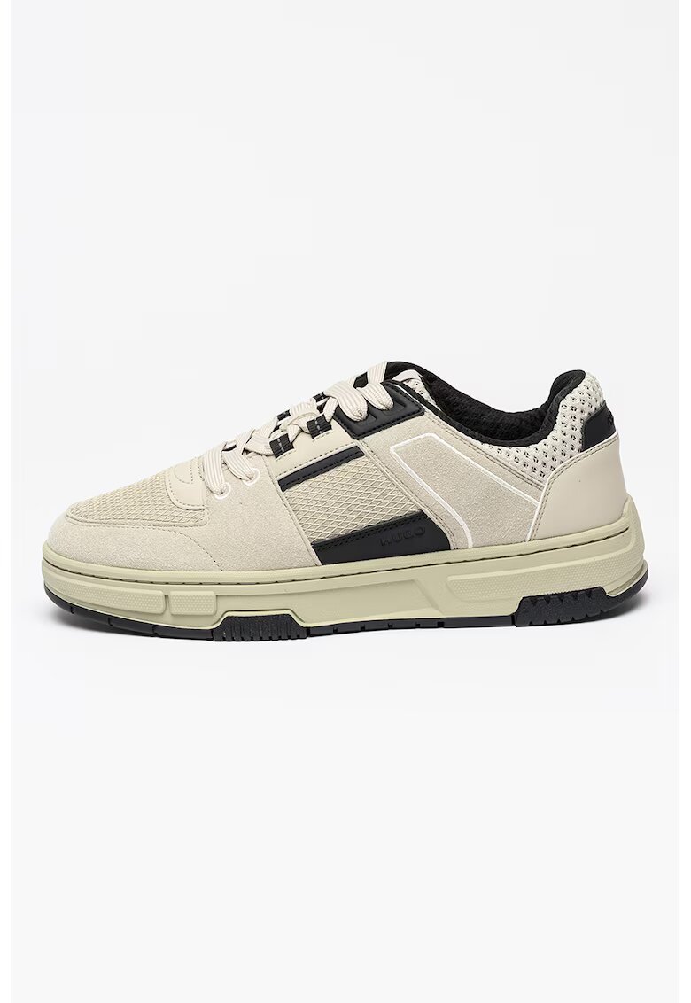 HUGO Pantofi sport low-cut de plasa cu garnituri de piele intoarsa ecologica Yarrow - Bej deschis