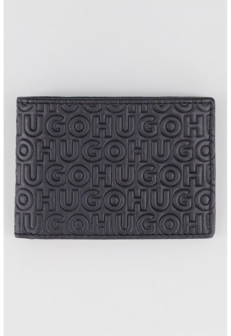 HUGO Portofel de piele cu logo - Negru