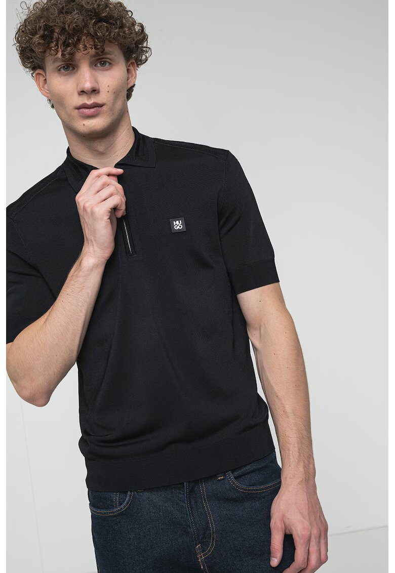 HUGO Pulover cu maneci scurte Sayfog - Negru