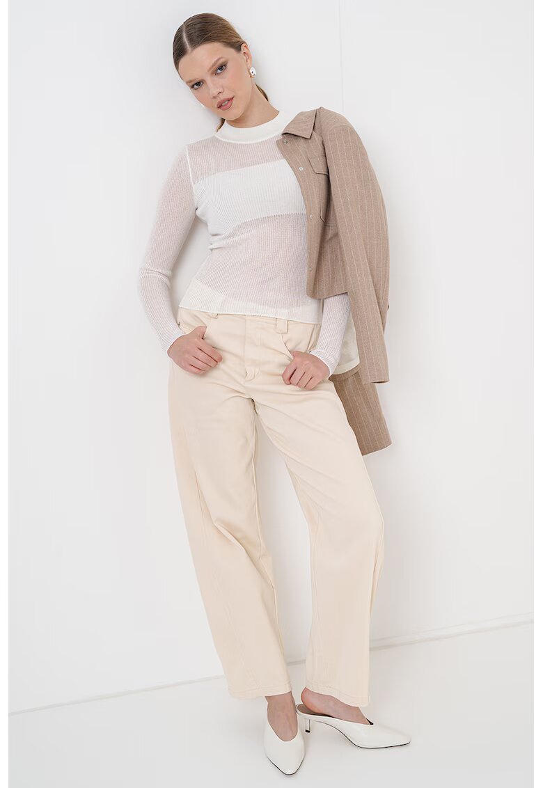 HUGO Pulover slim fit Slumy - Alb murdar