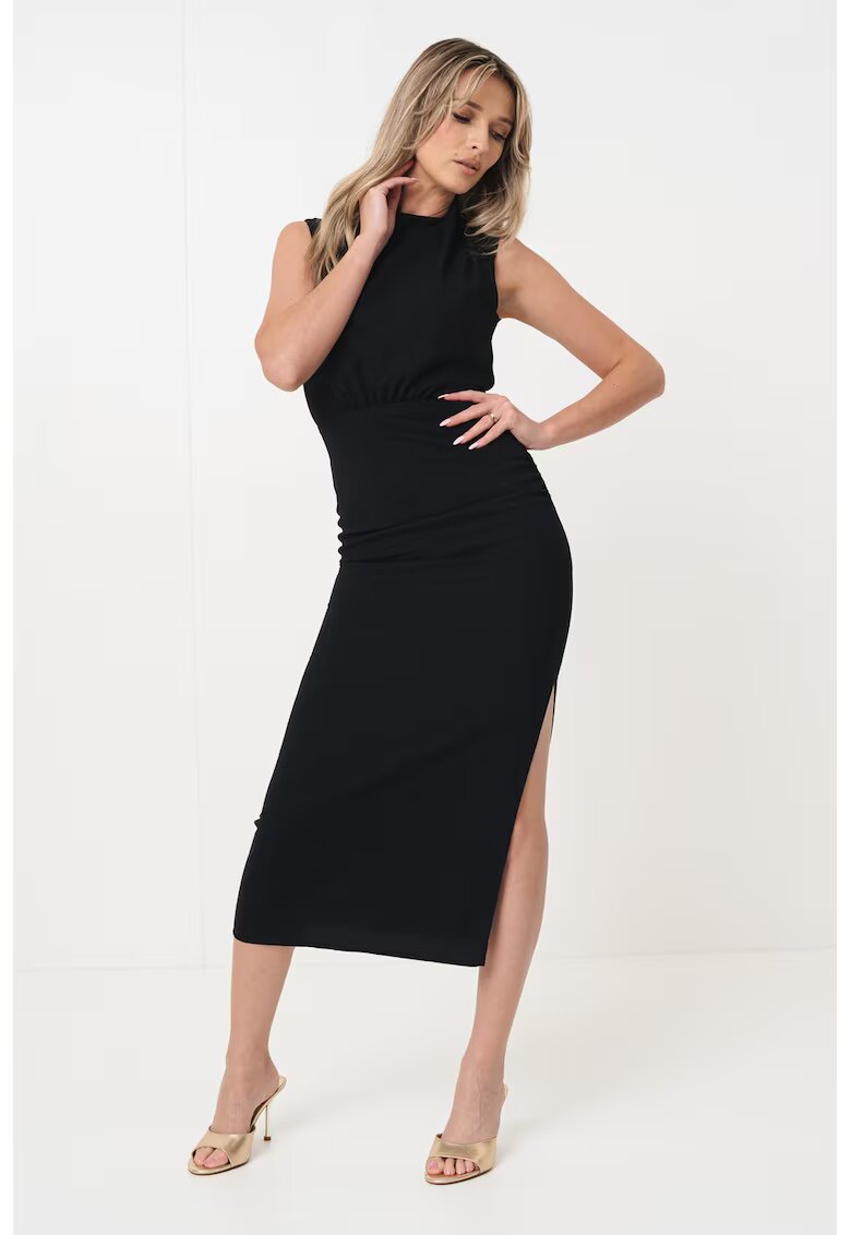 HUGO Rochie cambrata cu slit lateral Kimile - Negru