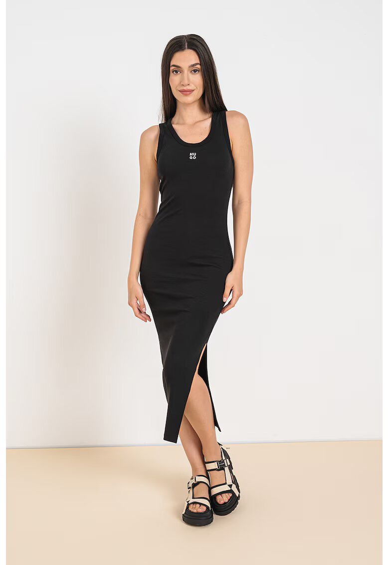 HUGO Rochie cu croiala bodycon si slit lateral Nalimera - Alb/Negru