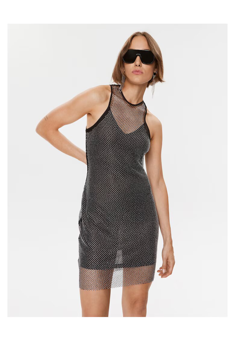 HUGO Rochie de cocktail dama negru - argintiu -