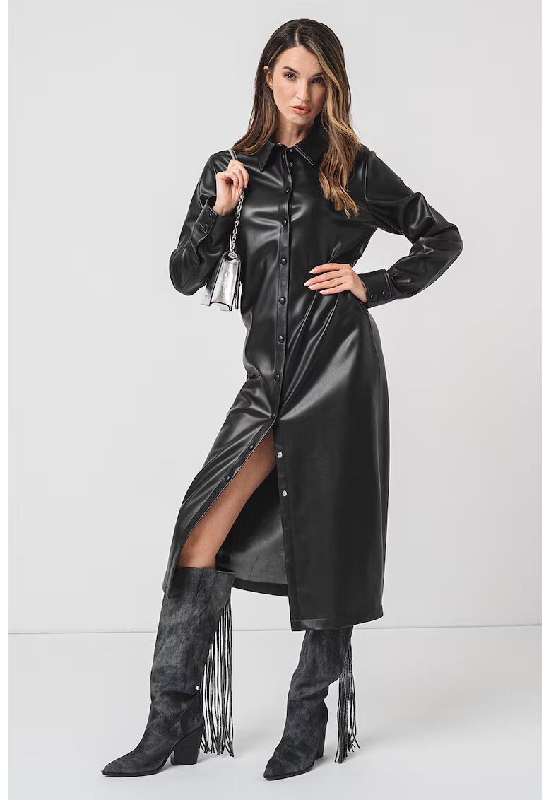 HUGO Rochie dreapta de piele ecologica - Negru