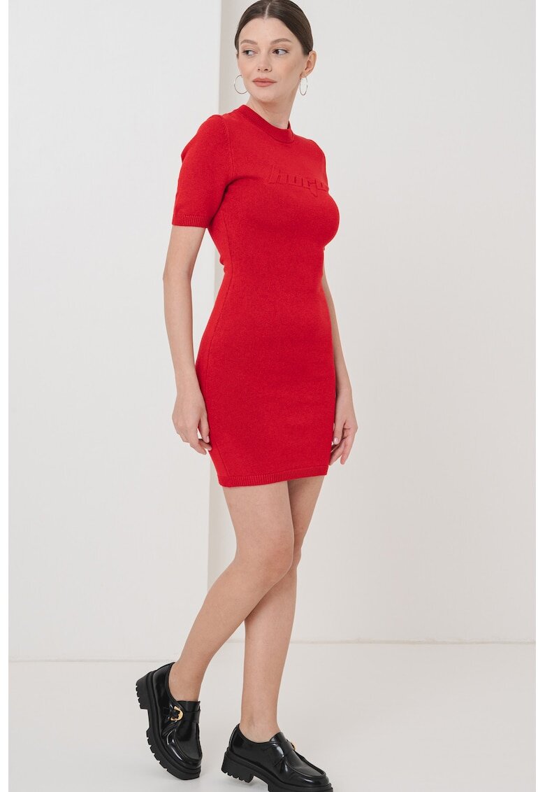 HUGO Rochie-tricou mini cambrata - Rosu vermillion