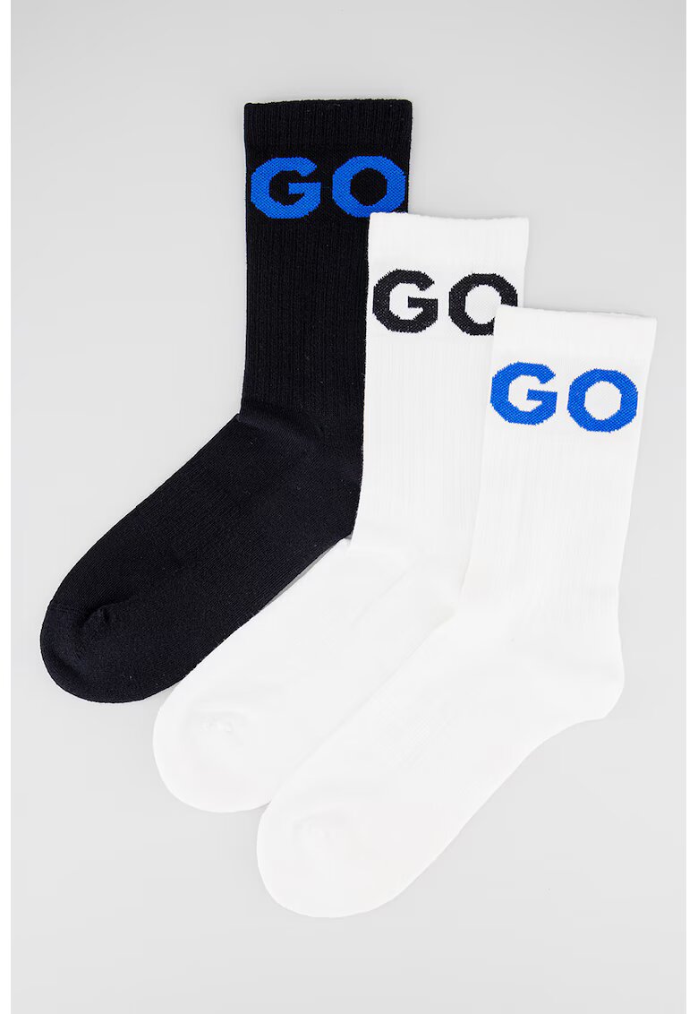 HUGO Set de sosete lungi cu logo supradimensionat - 3 perechi