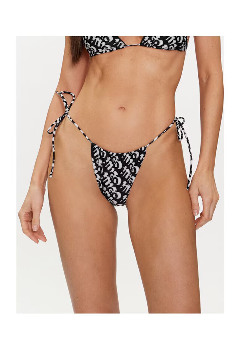 HUGO Slip de baie dama negru/alb -