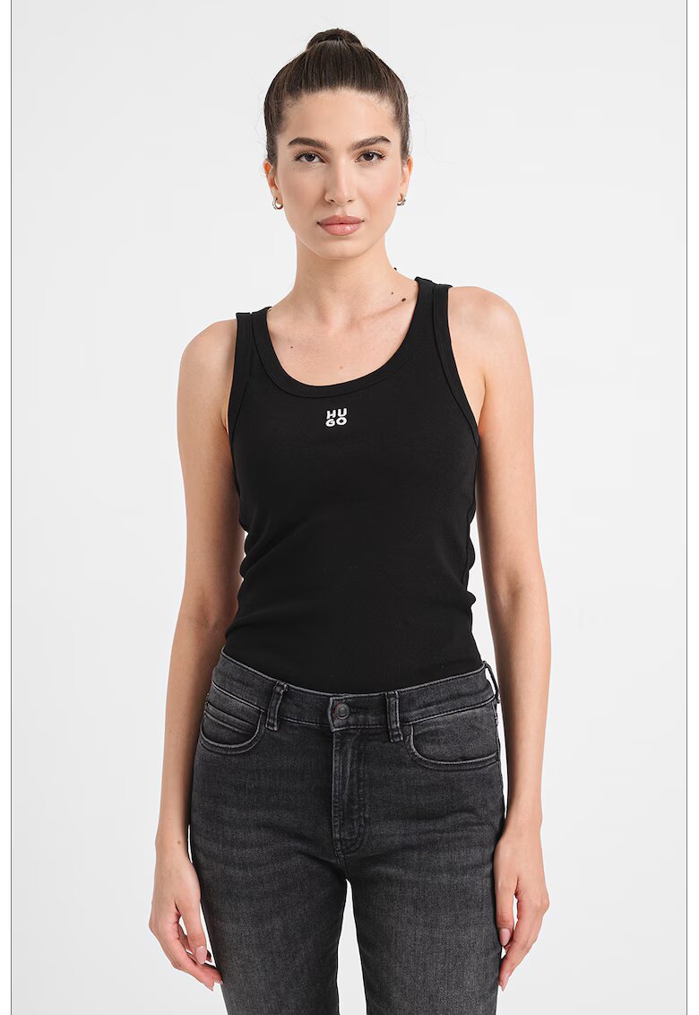 HUGO Top slim-fit Datamia - Negru