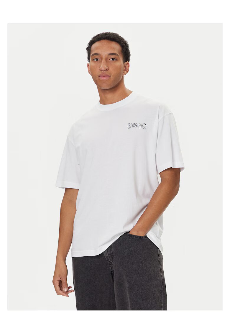 HUGO Tricou barbati alb - bumbac - cu logo