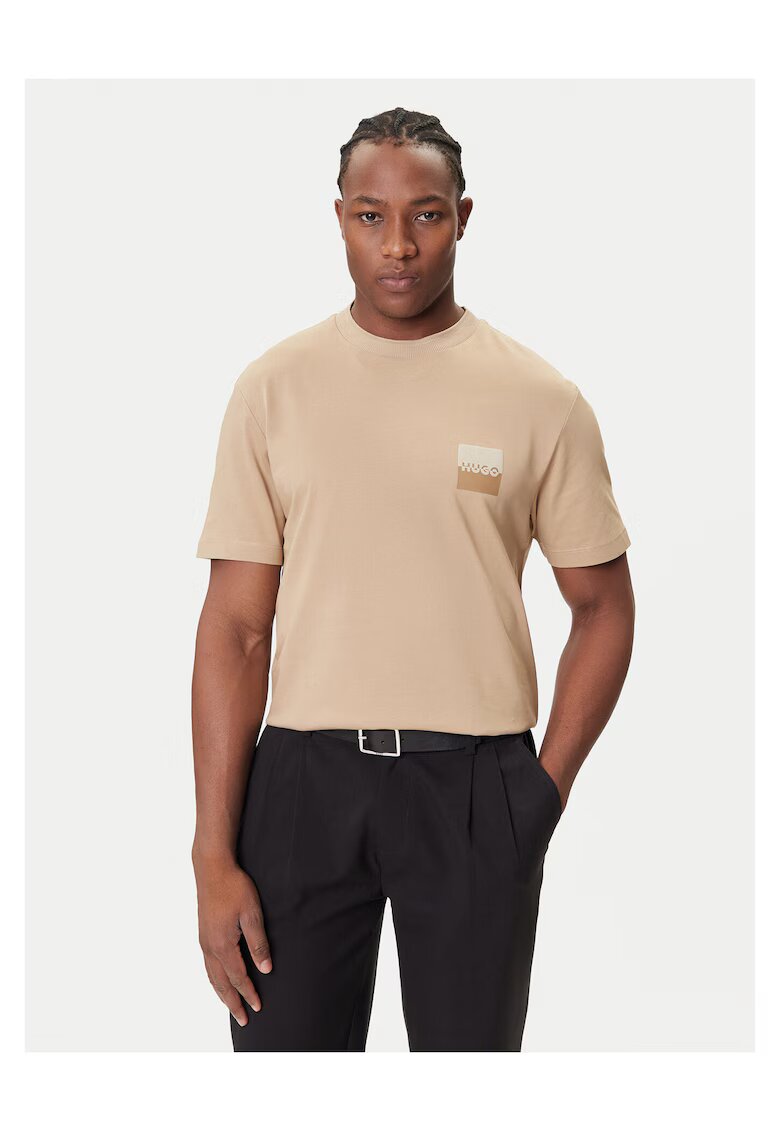 HUGO Tricou barbati bej - din bumbac