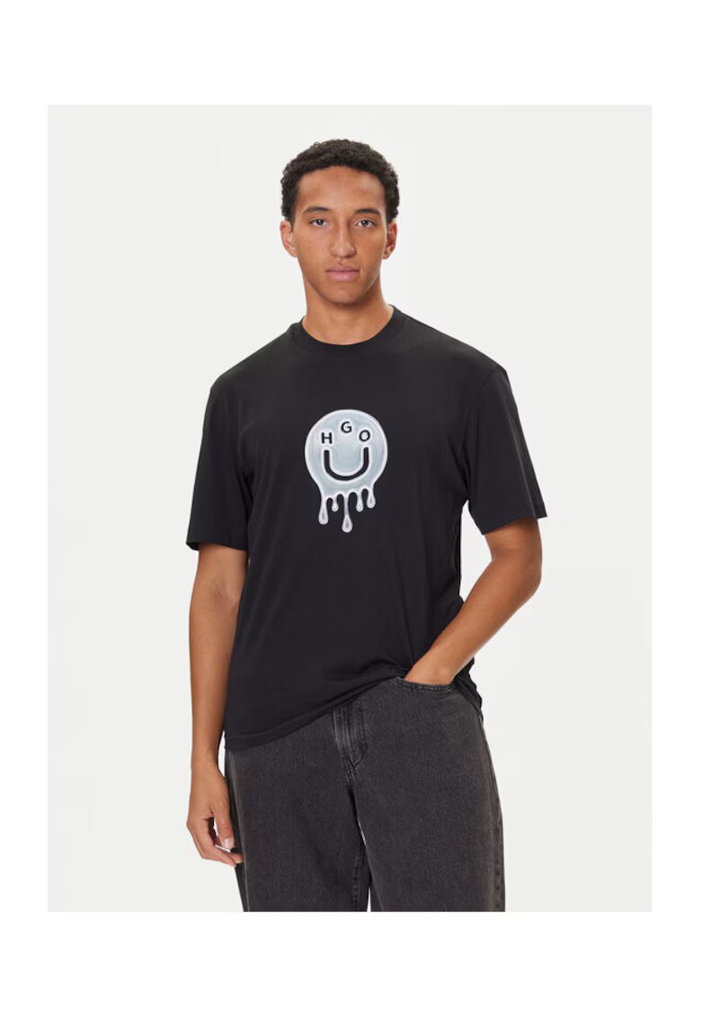 HUGO Tricou barbati culoare negru - bumbac