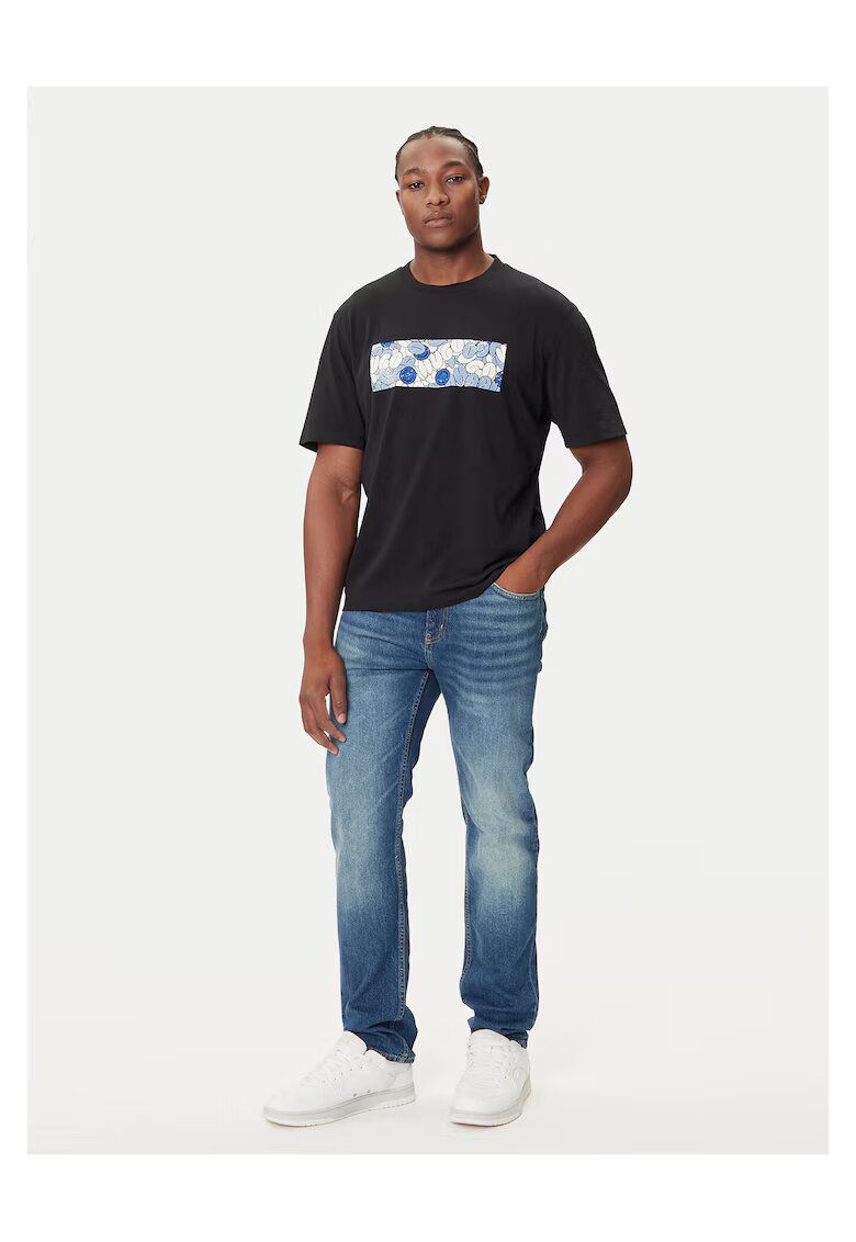 HUGO Tricou barbati - negru/albastru - bumbac
