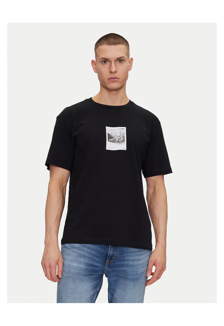 HUGO Tricou barbati negru - bumbac -